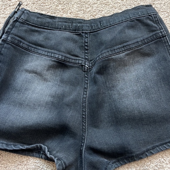 Free People High Waist Radar Love Black Wash Side Zipper Denim Shorts - Picture 5 of 8